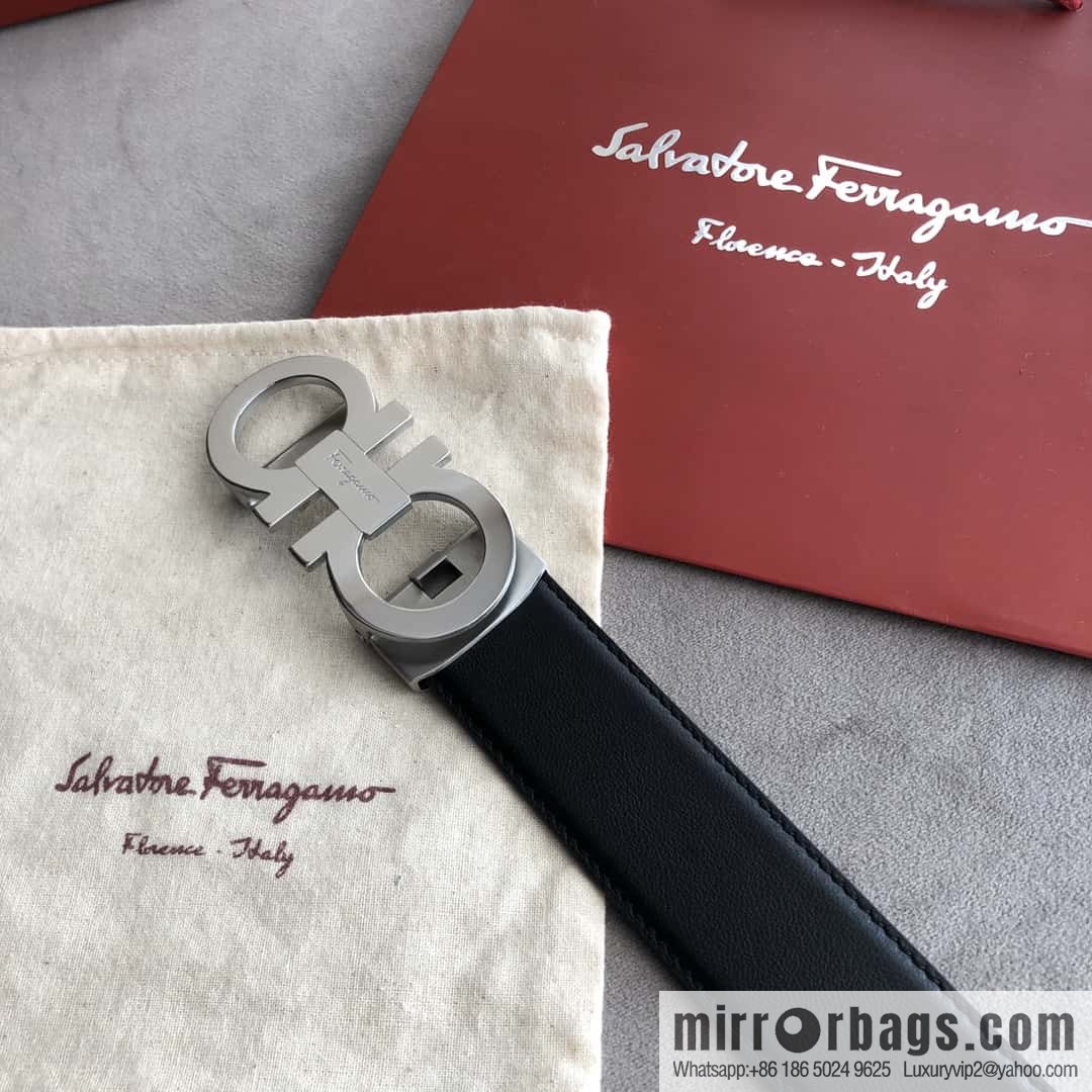 Ferragamo Ferragamo, double-circle automatic buckle, imported double-sided first-layer cowhide belt 3.5cm