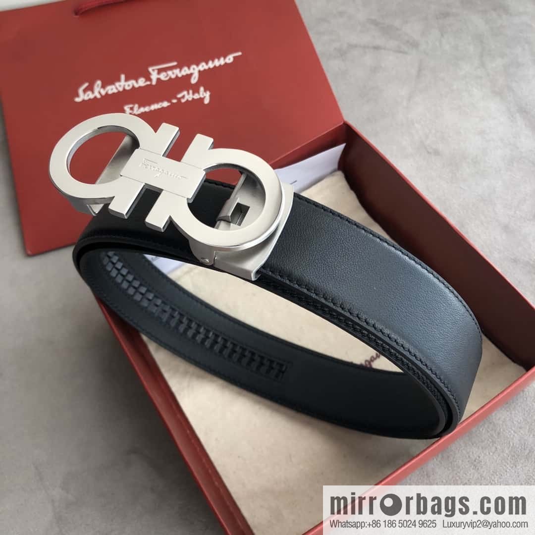 Ferragamo Ferragamo, double-circle automatic buckle, imported double-sided first-layer cowhide belt 3.5cm