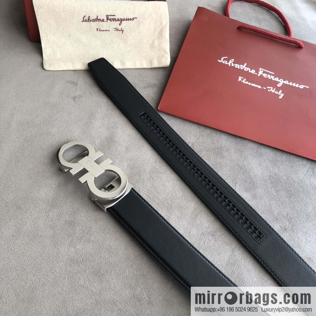 Ferragamo Ferragamo, double-circle automatic buckle, imported double-sided first-layer cowhide belt 3.5cm