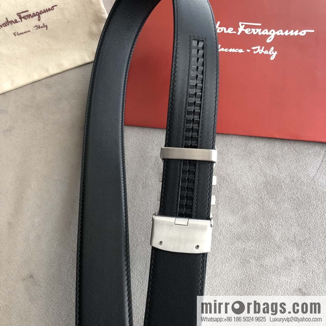 Ferragamo Ferragamo, double-circle automatic buckle, imported double-sided first-layer cowhide belt 3.5cm