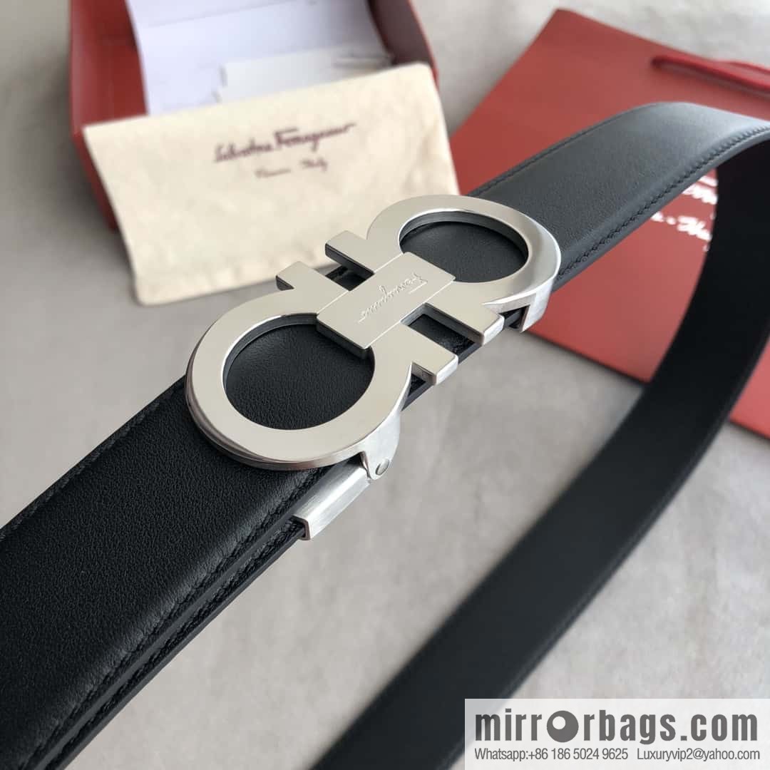 Ferragamo Ferragamo, double-circle automatic buckle, imported double-sided first-layer cowhide belt 3.5cm