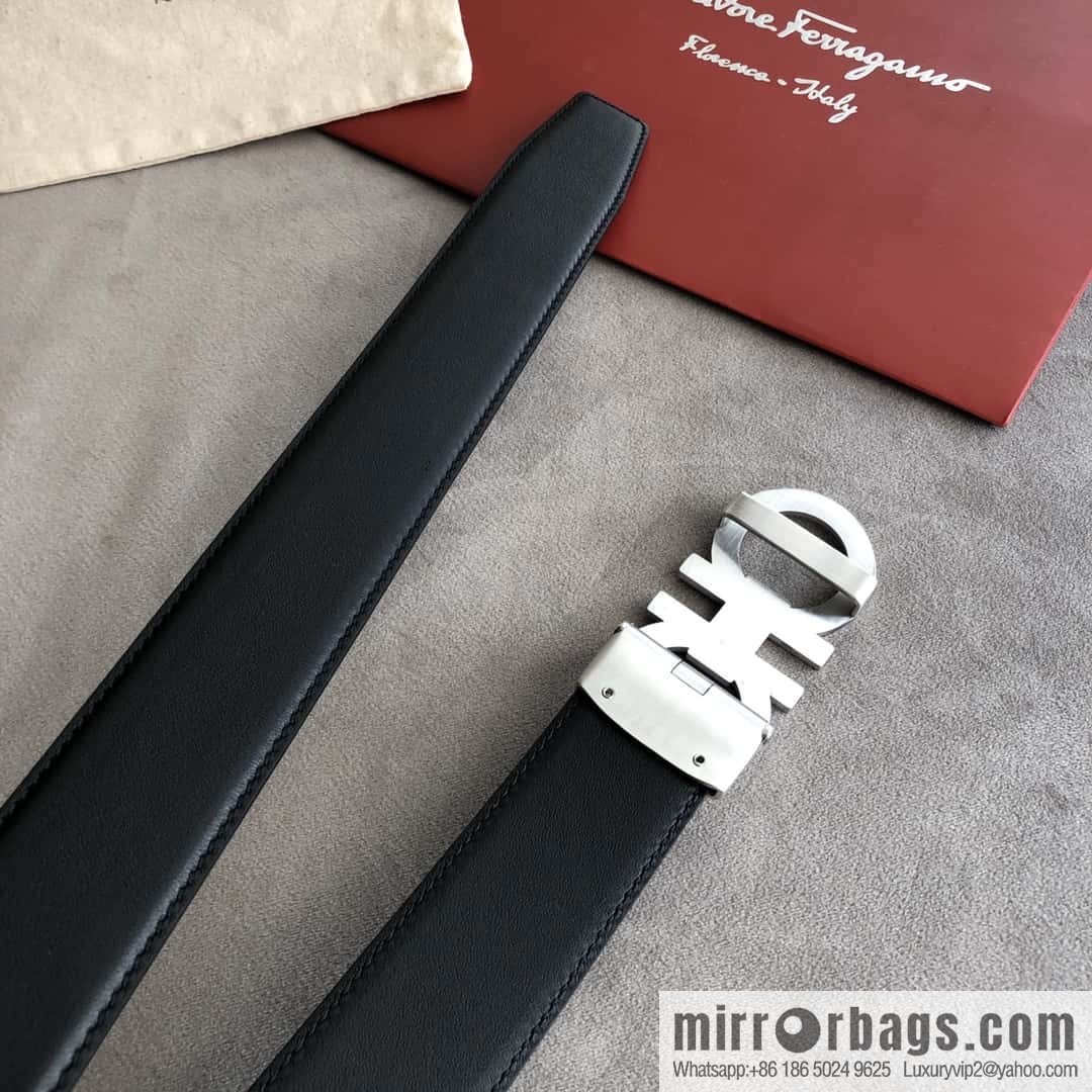Ferragamo Ferragamo, double-circle automatic buckle, imported double-sided first-layer cowhide belt 3.5cm