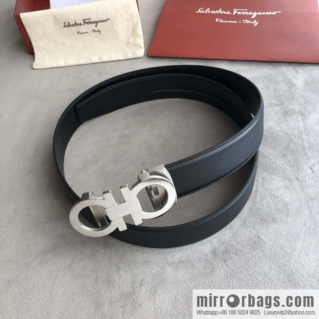 Ferragamo Ferragamo, double-circle automatic buckle, imported double-sided first-layer cowhide belt 3.5cm