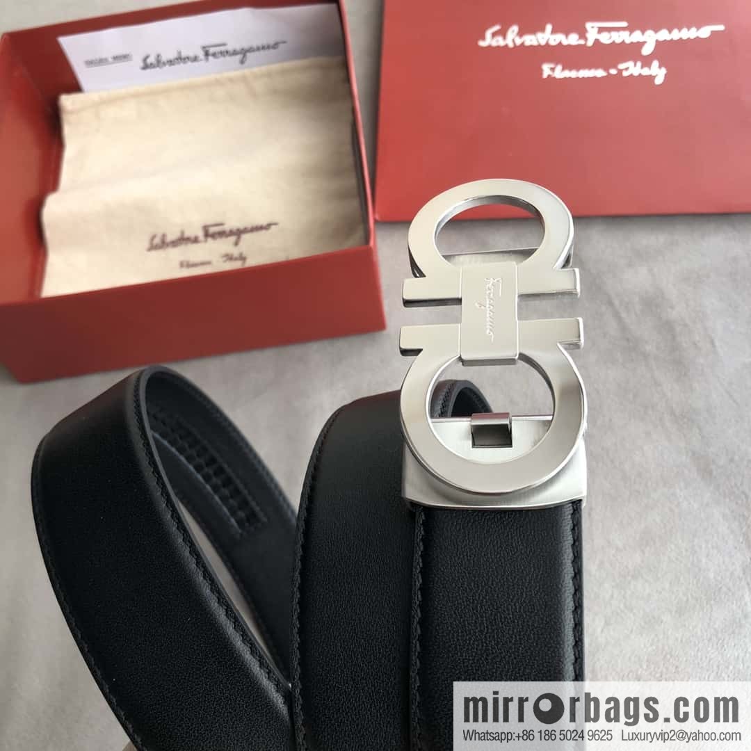 Ferragamo Ferragamo, double-circle automatic buckle, imported double-sided first-layer cowhide belt 3.5cm