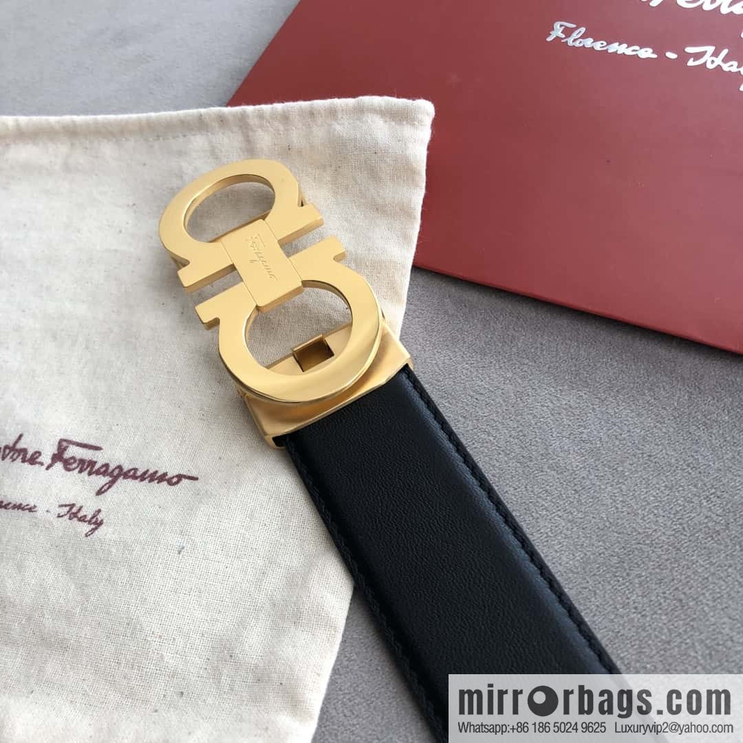 Ferragamo Ferragamo, double-circle automatic buckle, imported double-sided first-layer cowhide belt 3.5cm