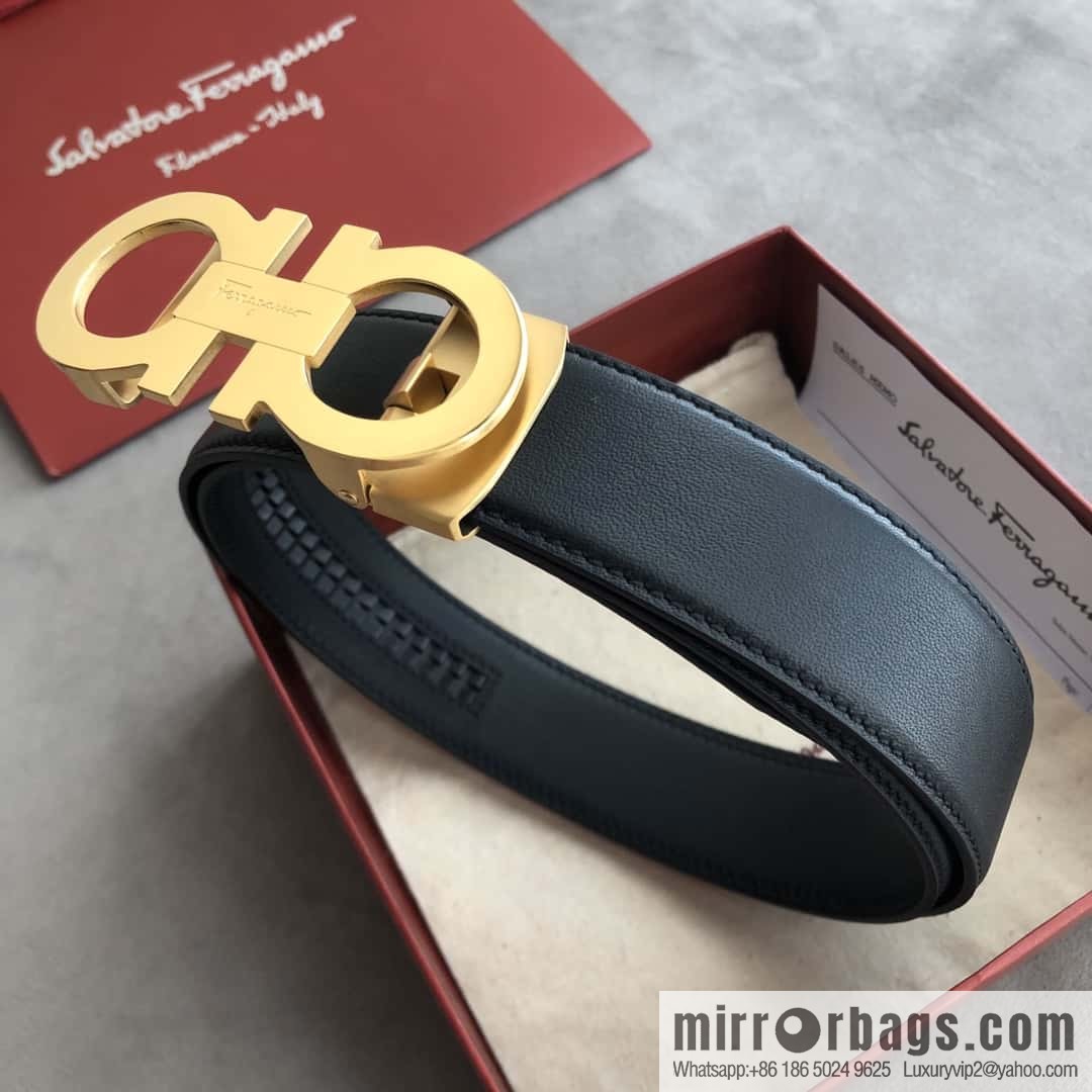 Ferragamo Ferragamo, double-circle automatic buckle, imported double-sided first-layer cowhide belt 3.5cm