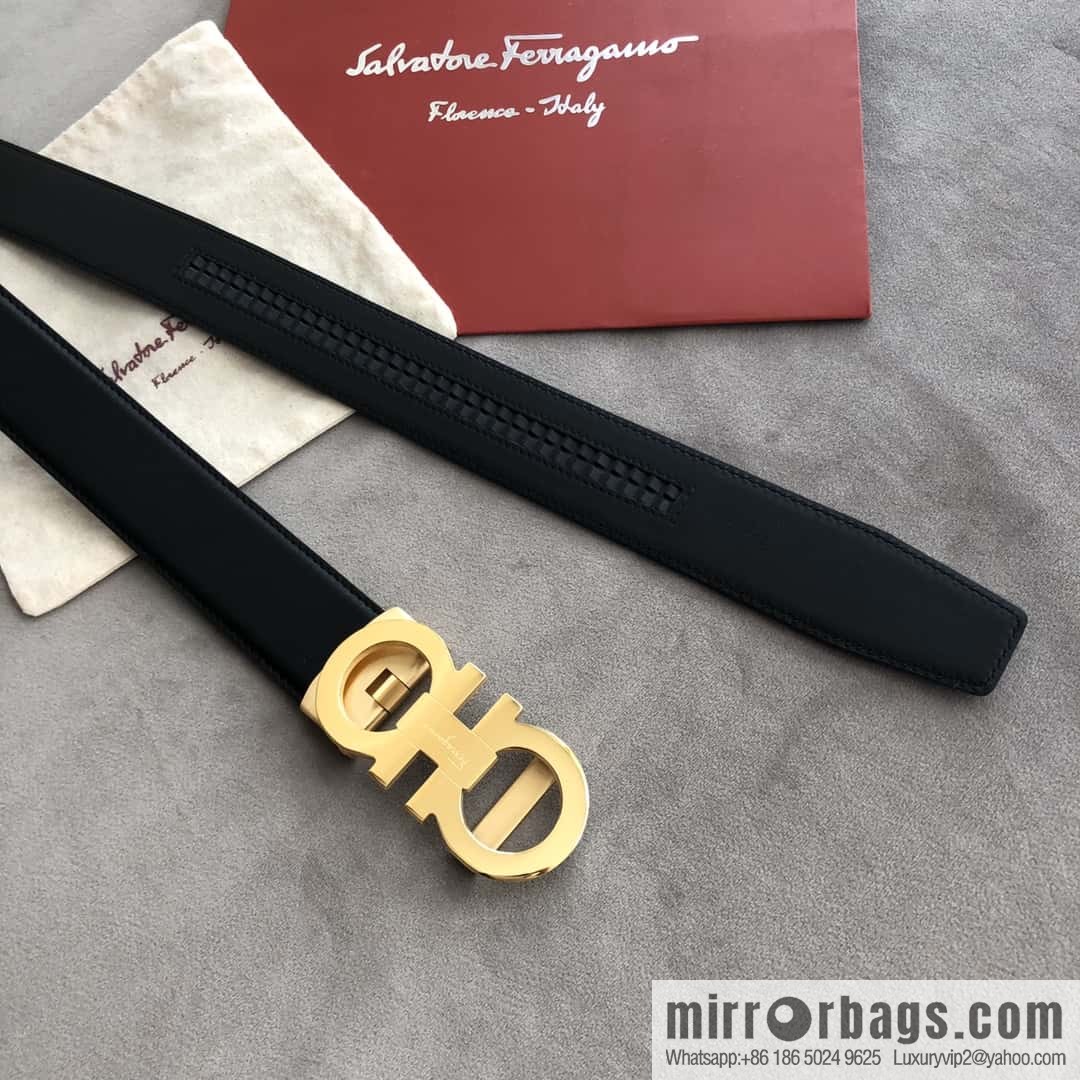 Ferragamo Ferragamo, double-circle automatic buckle, imported double-sided first-layer cowhide belt 3.5cm