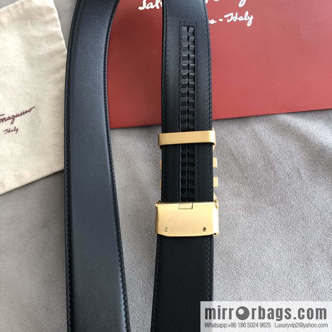 Ferragamo Ferragamo, double-circle automatic buckle, imported double-sided first-layer cowhide belt 3.5cm