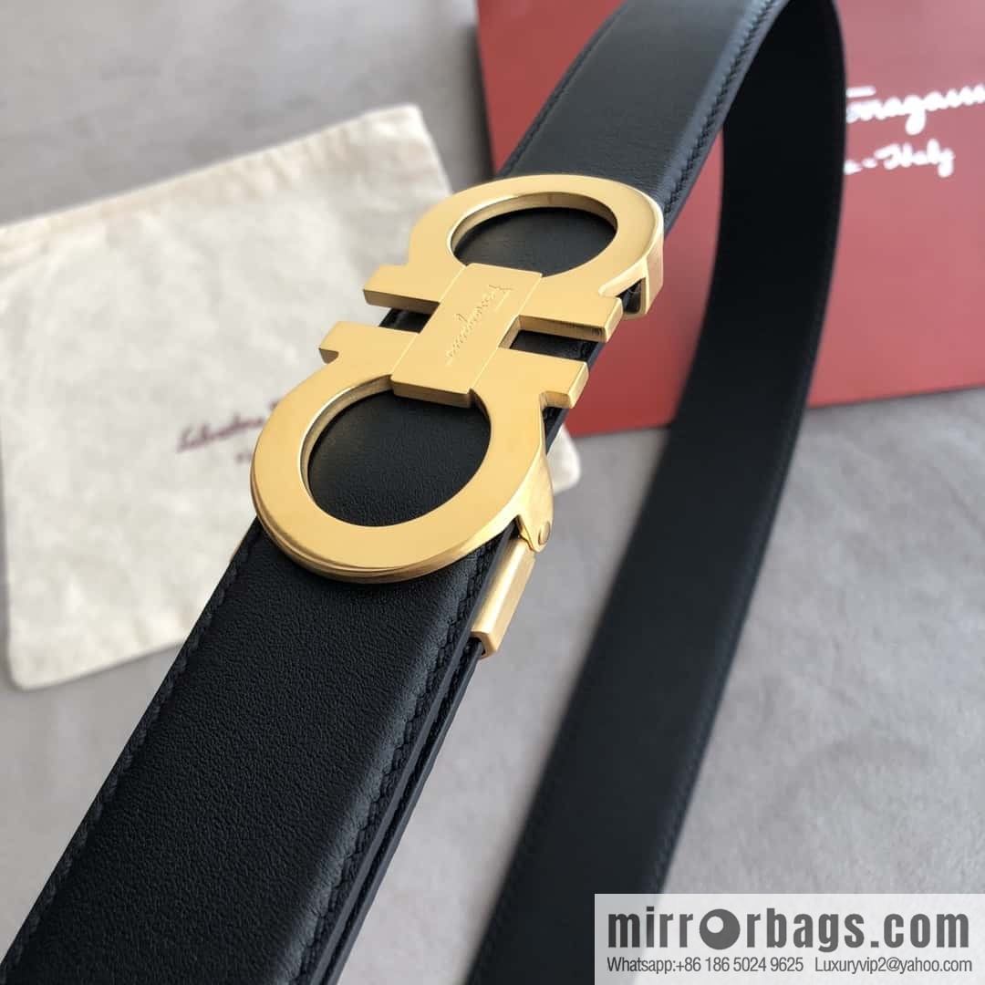 Ferragamo Ferragamo, double-circle automatic buckle, imported double-sided first-layer cowhide belt 3.5cm