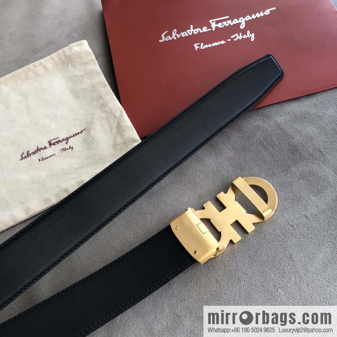 Ferragamo Ferragamo, double-circle automatic buckle, imported double-sided first-layer cowhide belt 3.5cm