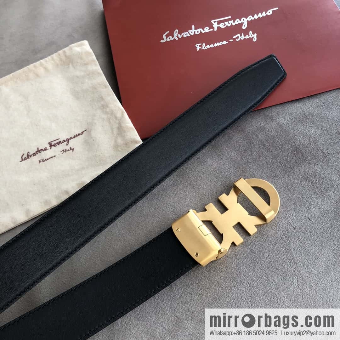 Ferragamo Ferragamo, double-circle automatic buckle, imported double-sided first-layer cowhide belt 3.5cm