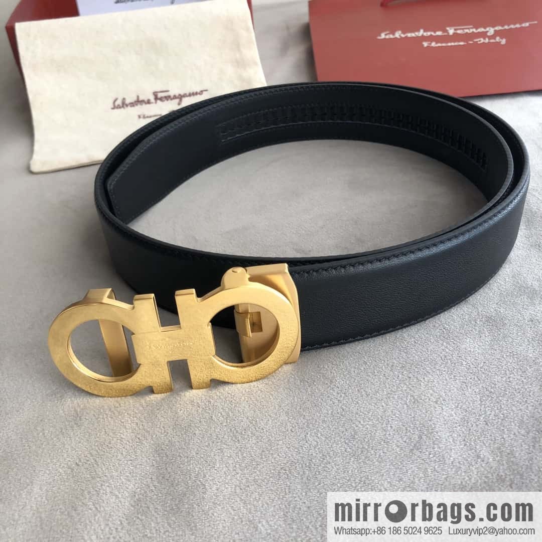 Ferragamo Ferragamo, double-circle automatic buckle, imported double-sided first-layer cowhide belt 3.5cm