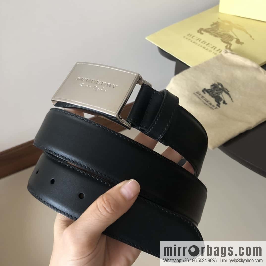 Burberry Classic Board Buckle, Leather Men's Belt 3.5cm