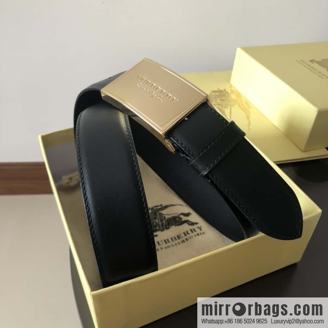 Burberry Classic Board Buckle, Leather Men's Belt 3.5cm