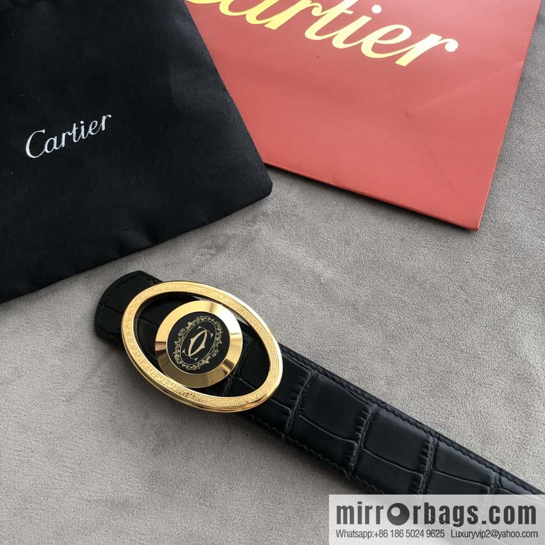 Cartier Cartier, upturned metal buckle on both sides of stainless steel, crocodile belt 3.5cm