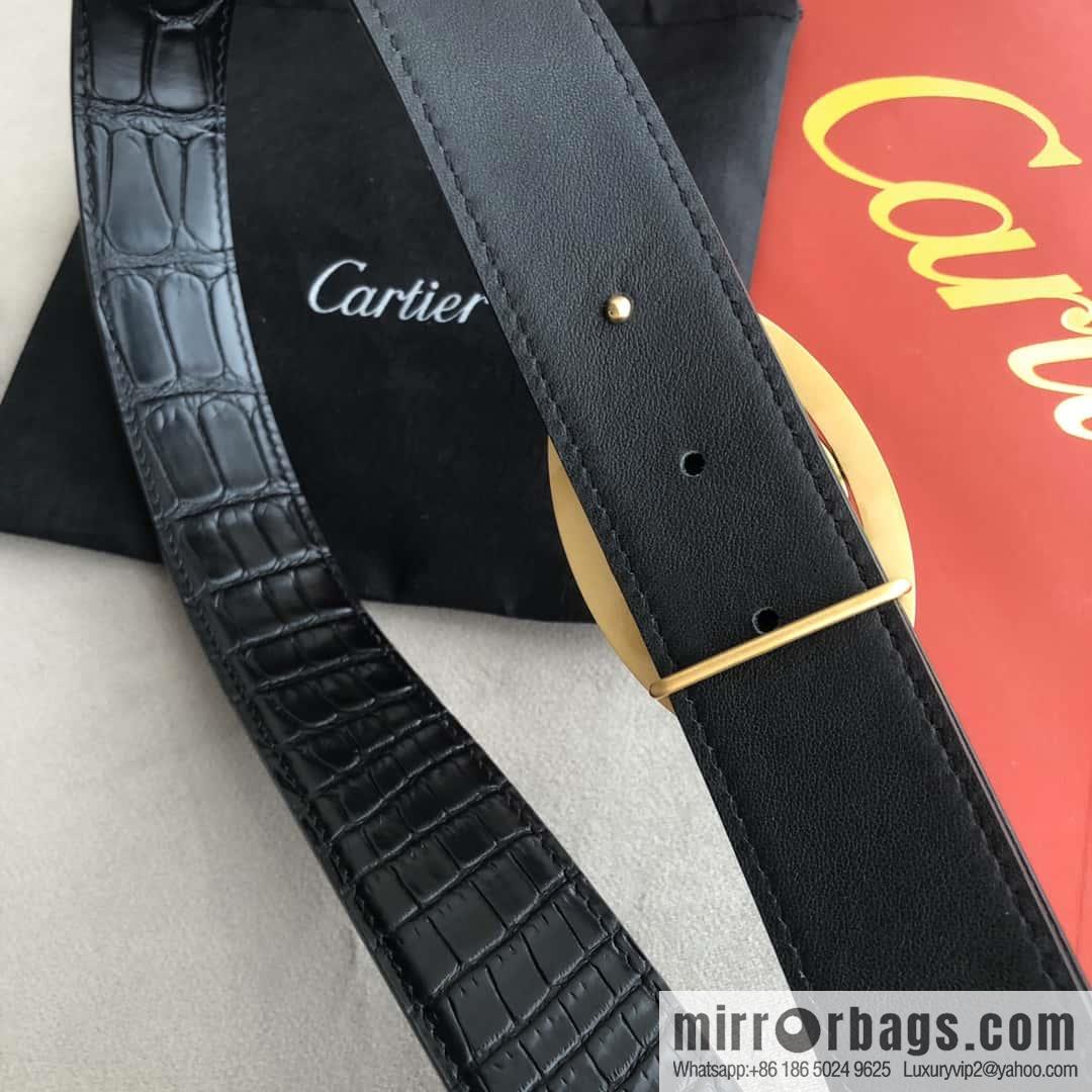 Cartier Cartier, upturned metal buckle on both sides of stainless steel, crocodile belt 3.5cm