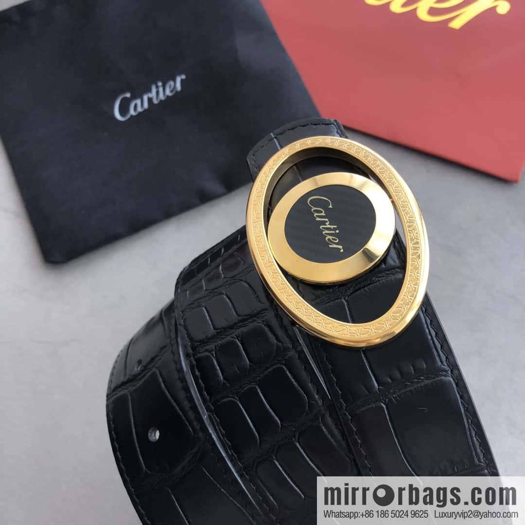 Cartier Cartier, upturned metal buckle on both sides of stainless steel, crocodile belt 3.5cm