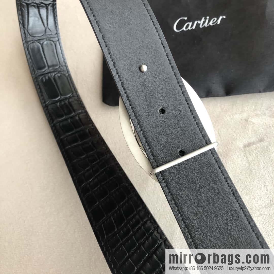 Cartier Cartier, upturned metal buckle on both sides of stainless steel, crocodile belt 3.5cm
