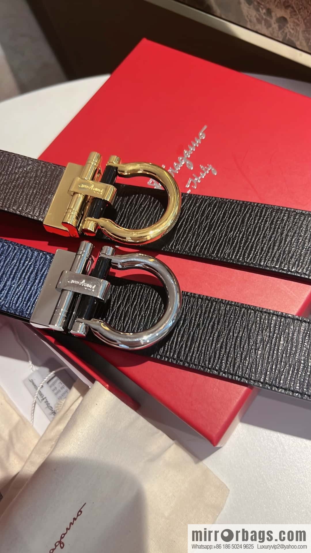 Salvatore Ferragamo, metal polished men's 3,5cm belt