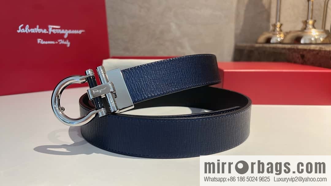 Salvatore Ferragamo, metal polished men's 3,5cm belt