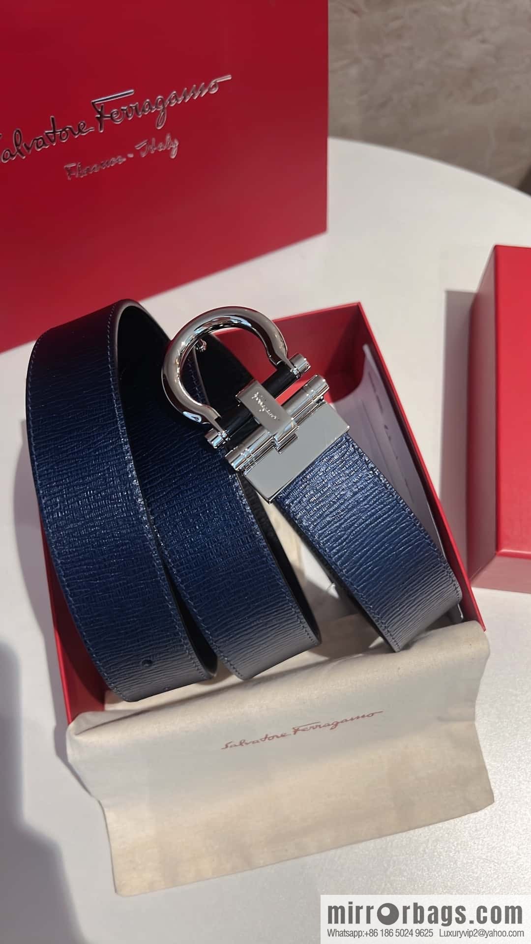 Salvatore Ferragamo, metal polished men's 3,5cm belt