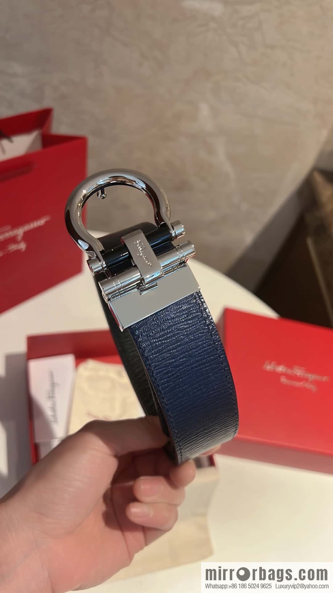 Salvatore Ferragamo, metal polished men's 3,5cm belt
