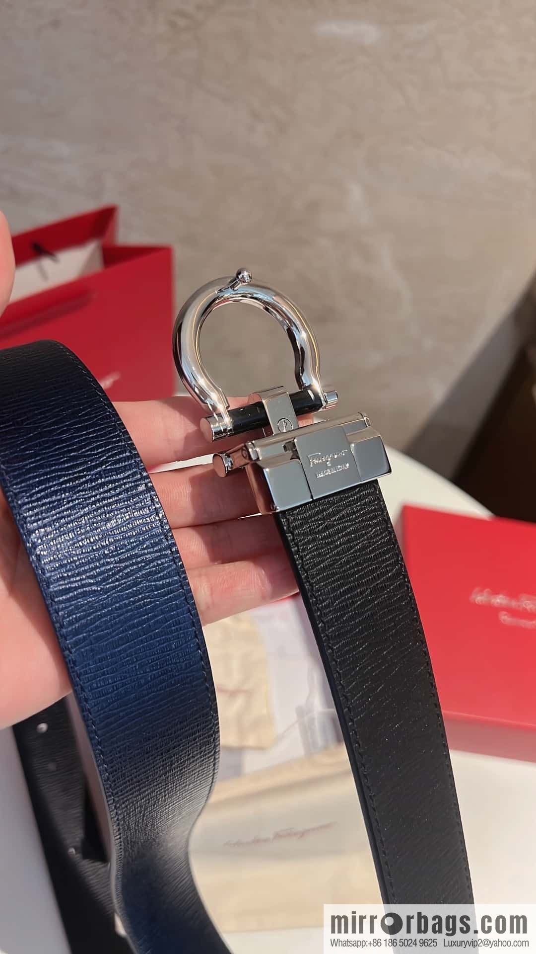Salvatore Ferragamo, metal polished men's 3,5cm belt