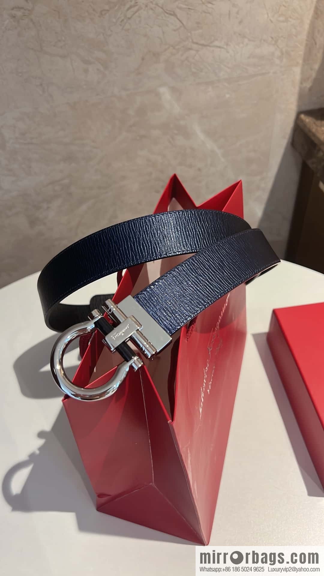 Salvatore Ferragamo, metal polished men's 3,5cm belt