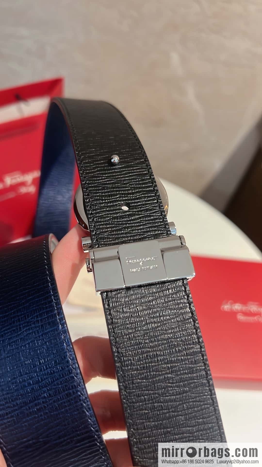 Salvatore Ferragamo, metal polished men's 3,5cm belt