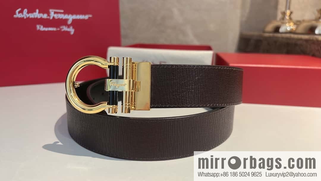 Salvatore Ferragamo, metal polished men's 3,5cm belt