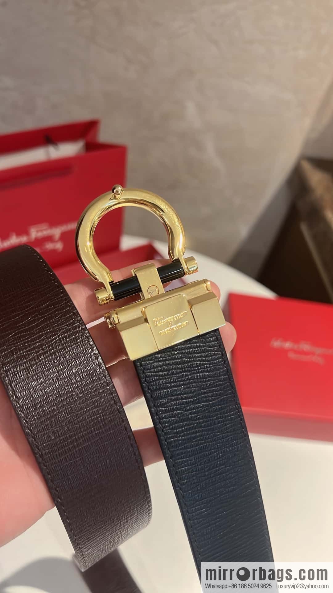 Salvatore Ferragamo, metal polished men's 3,5cm belt