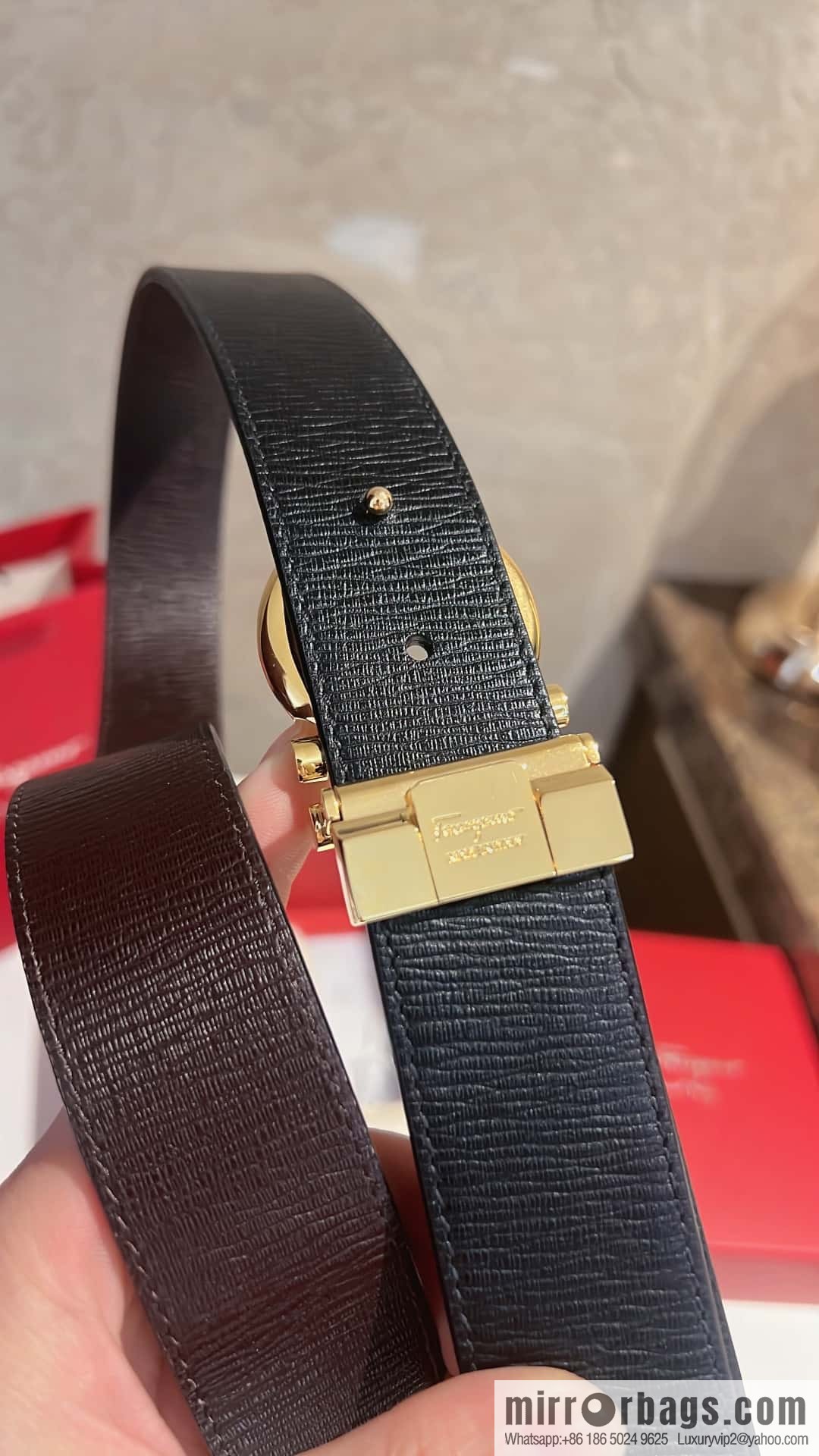Salvatore Ferragamo, metal polished men's 3,5cm belt