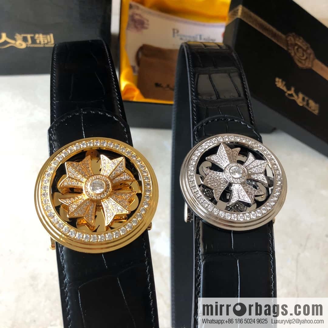 Chrome Hearts, personalized rotating metal buckle, crocodile belt 3.8cm