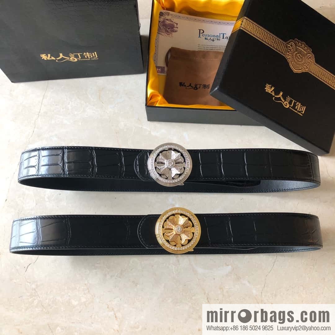Chrome Hearts, personalized rotating metal buckle, crocodile belt 3.8cm