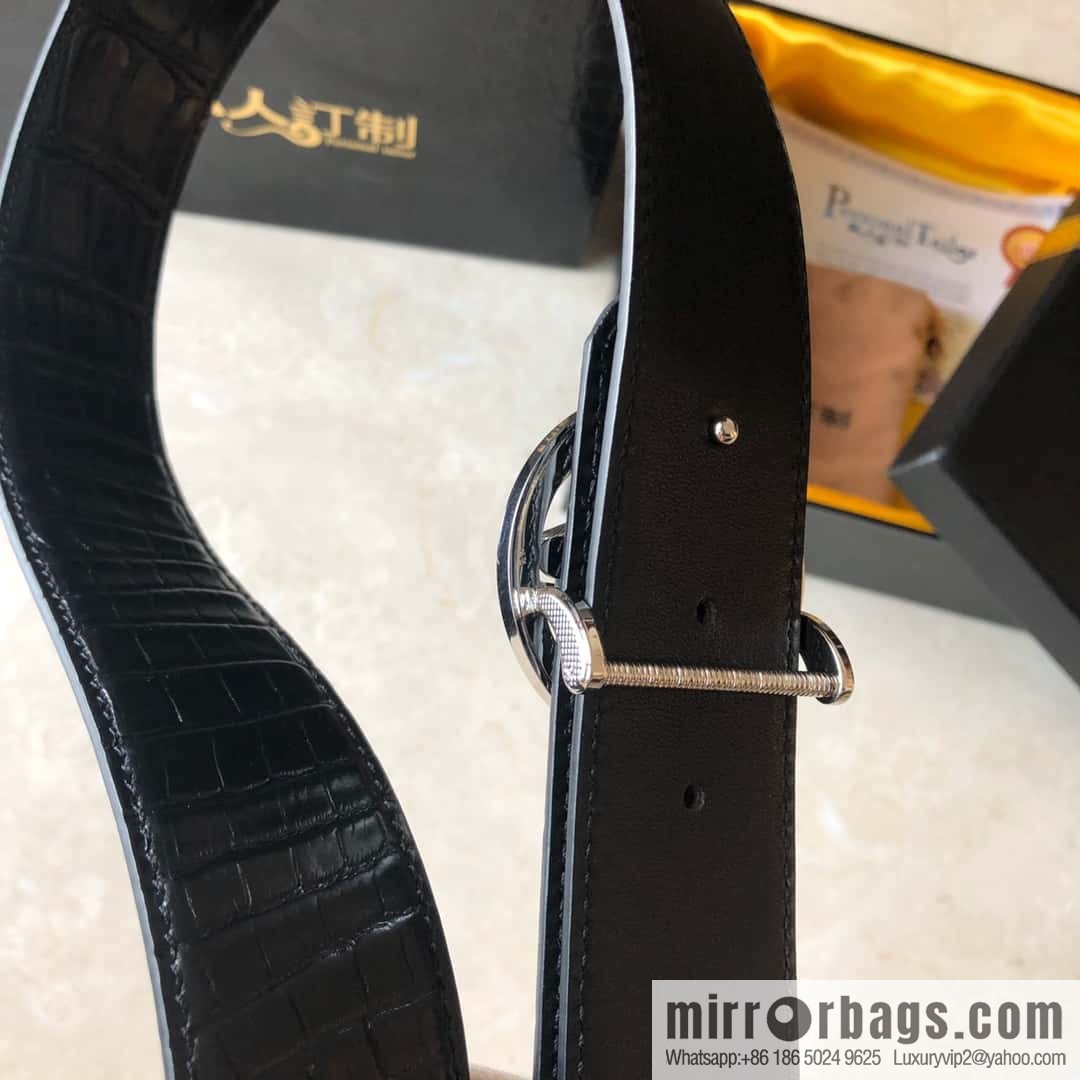 Chrome Hearts, personalized rotating metal buckle, crocodile belt 3.8cm
