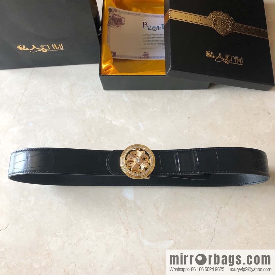 Chrome Hearts, personalized rotating metal buckle, crocodile belt 3.8cm