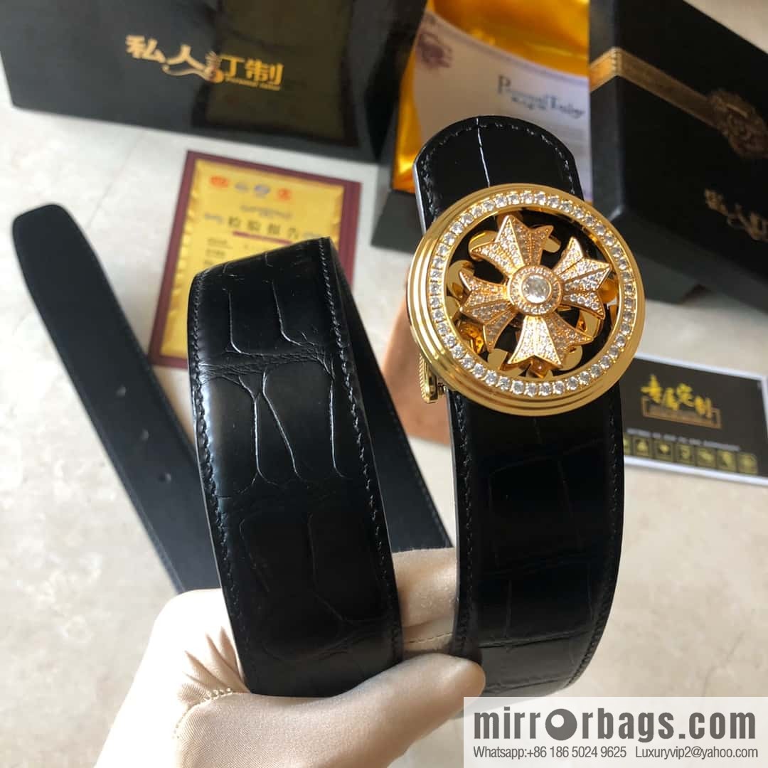 Chrome Hearts, personalized rotating metal buckle, crocodile belt 3.8cm