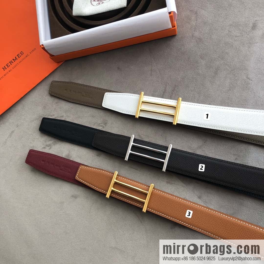 Hermes Hermes, the most ramped knight buckle, double-sided palm pattern original leather belt 32mm