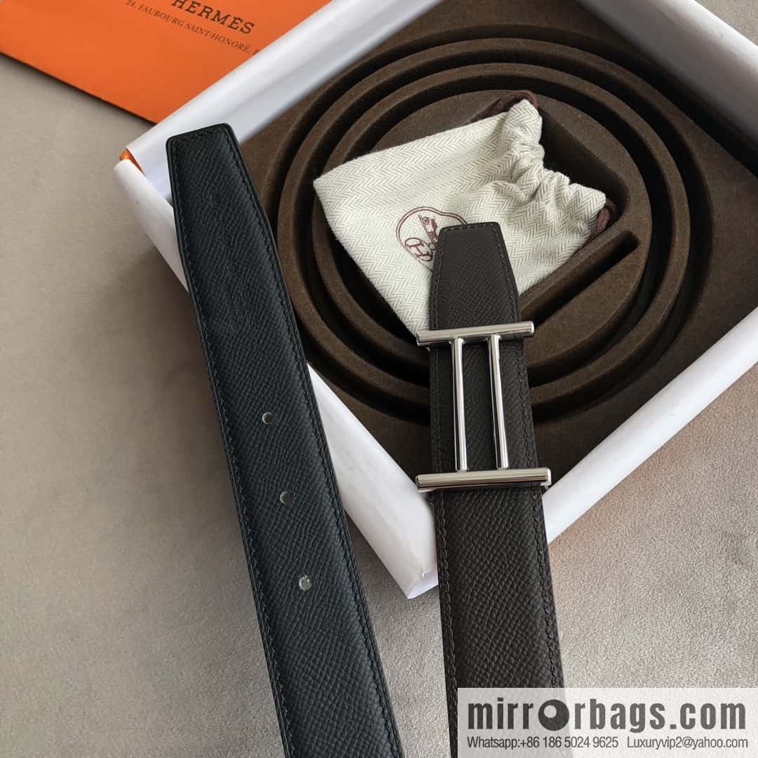 Hermes Hermes, the most ramped knight buckle, double-sided palm pattern original leather belt 32mm