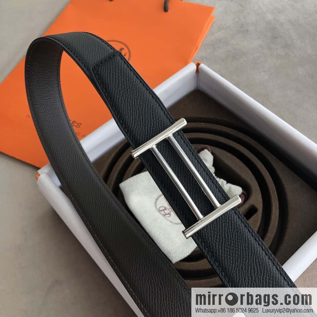 Hermes Hermes, the most ramped knight buckle, double-sided palm pattern original leather belt 32mm
