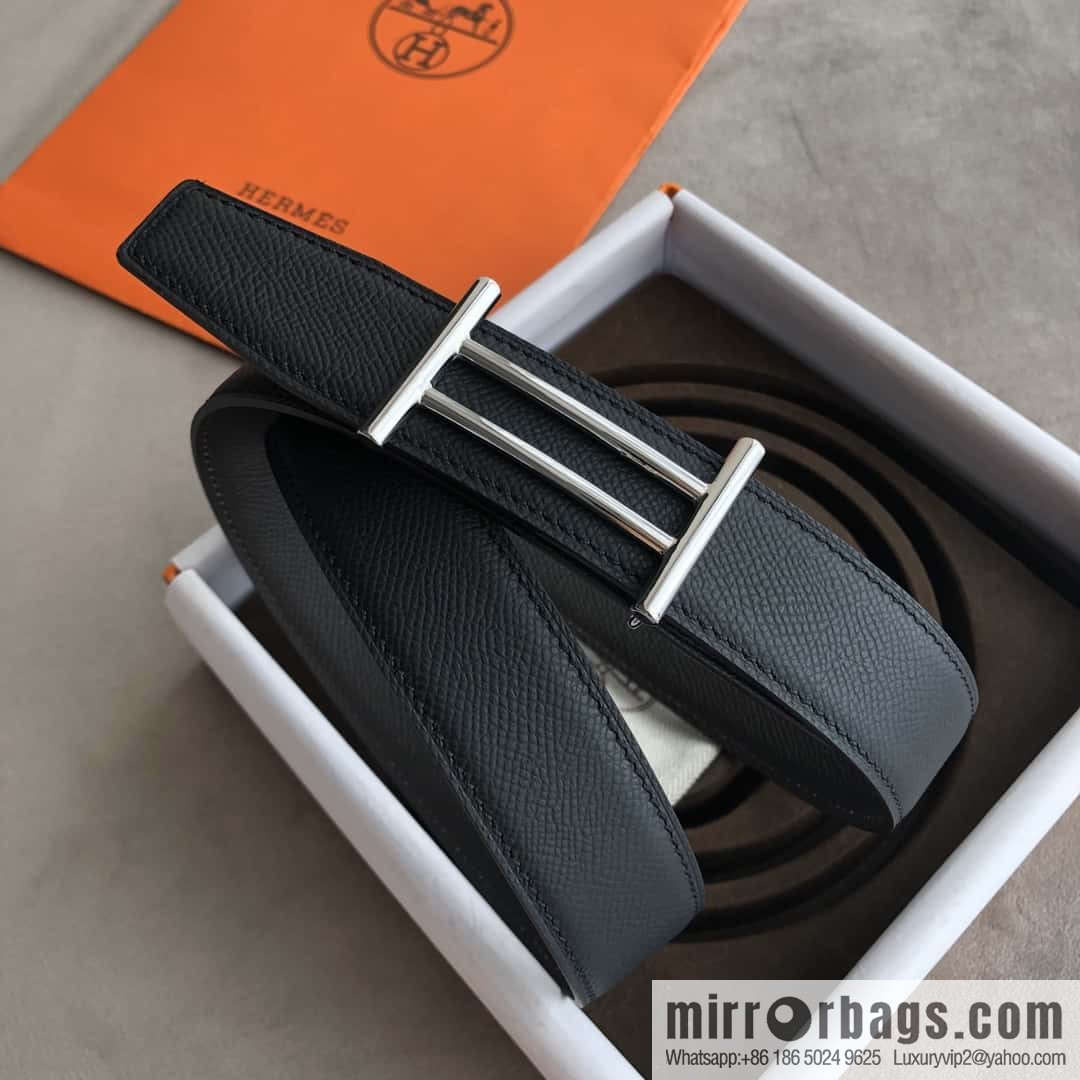 Hermes Hermes, the most ramped knight buckle, double-sided palm pattern original leather belt 32mm