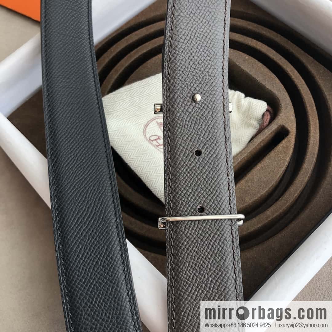 Hermes Hermes, the most ramped knight buckle, double-sided palm pattern original leather belt 32mm