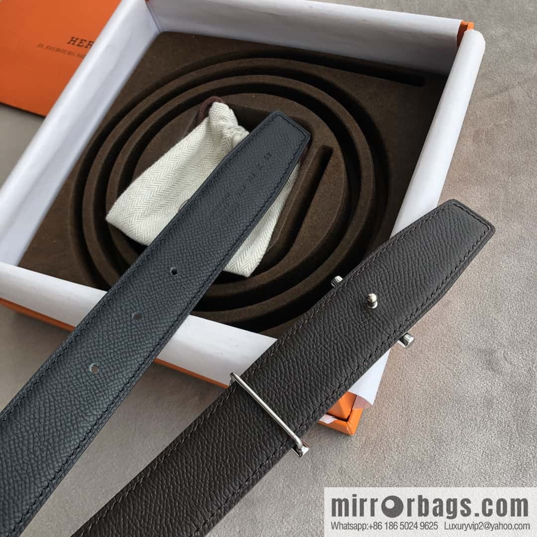 Hermes Hermes, the most ramped knight buckle, double-sided palm pattern original leather belt 32mm