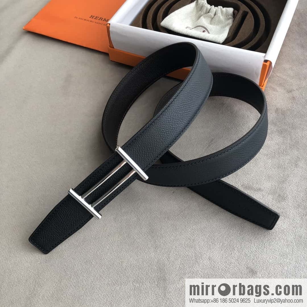 Hermes Hermes, the most ramped knight buckle, double-sided palm pattern original leather belt 32mm