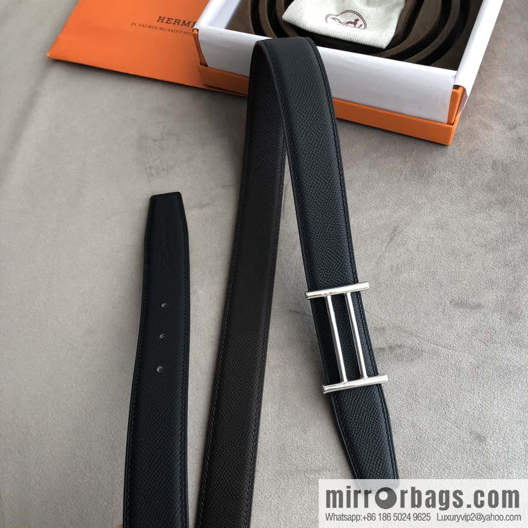 Hermes Hermes, the most ramped knight buckle, double-sided palm pattern original leather belt 32mm