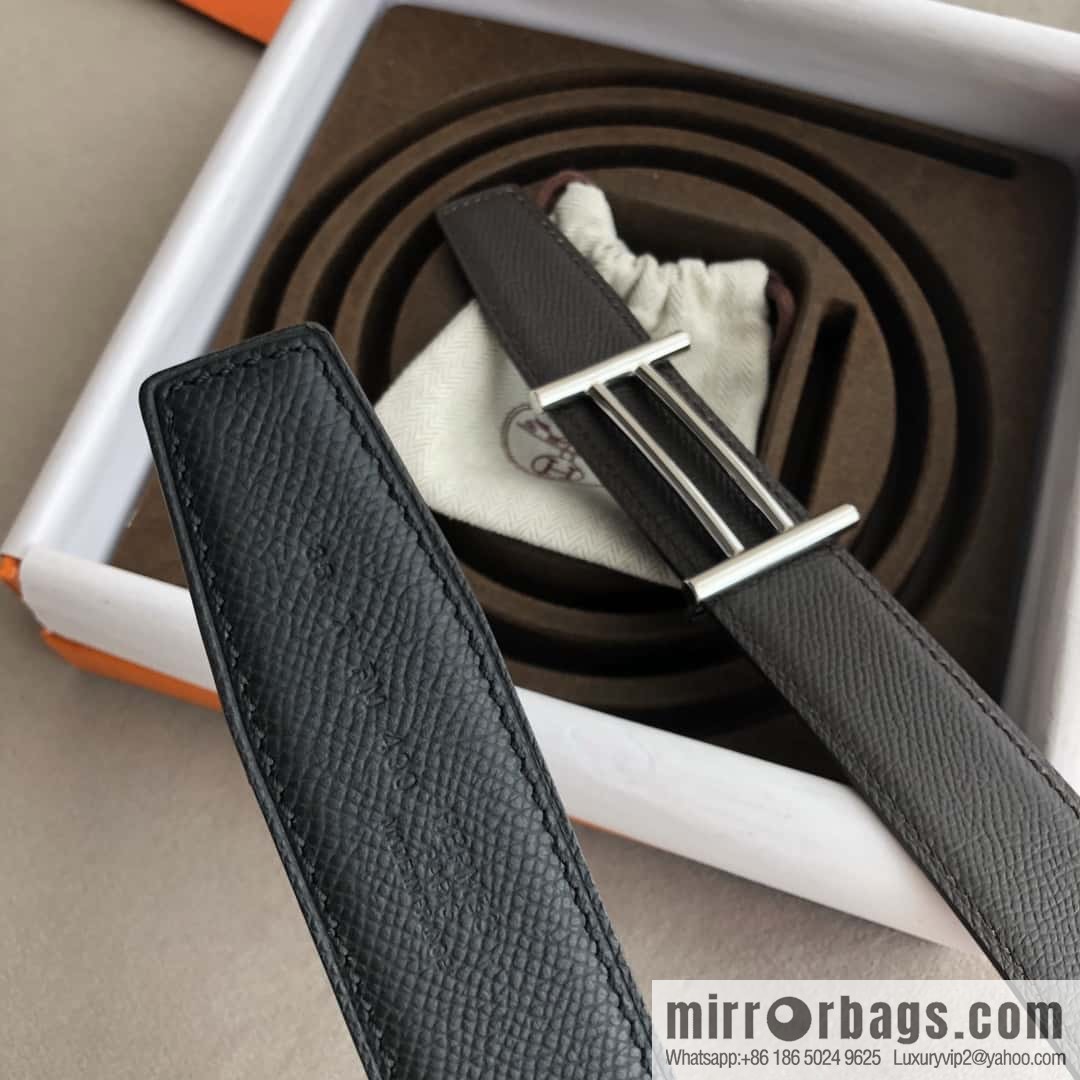 Hermes Hermes, the most ramped knight buckle, double-sided palm pattern original leather belt 32mm