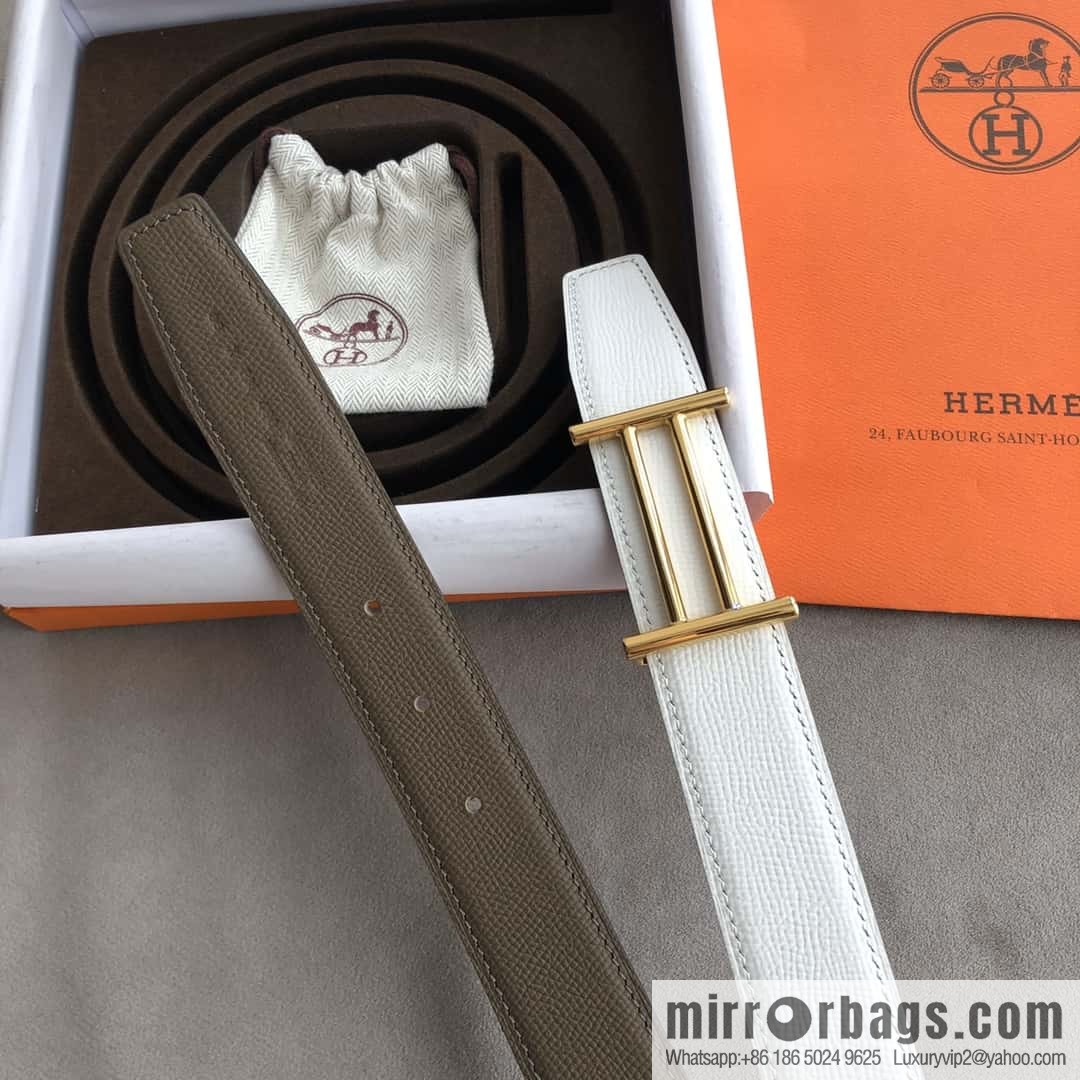 Hermes Hermes, the most ramped knight buckle, double-sided palm pattern original leather belt 32mm