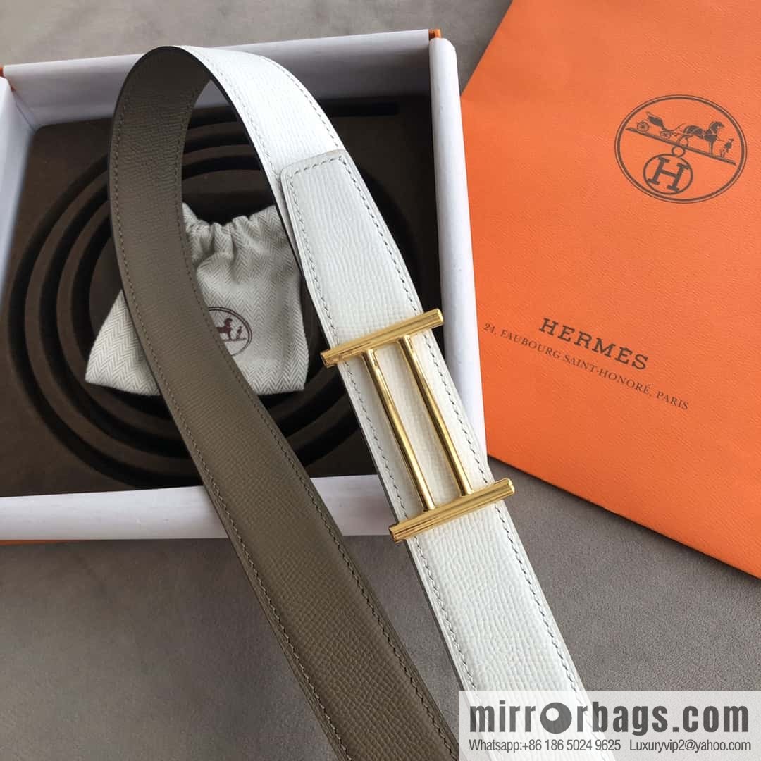 Hermes Hermes, the most ramped knight buckle, double-sided palm pattern original leather belt 32mm