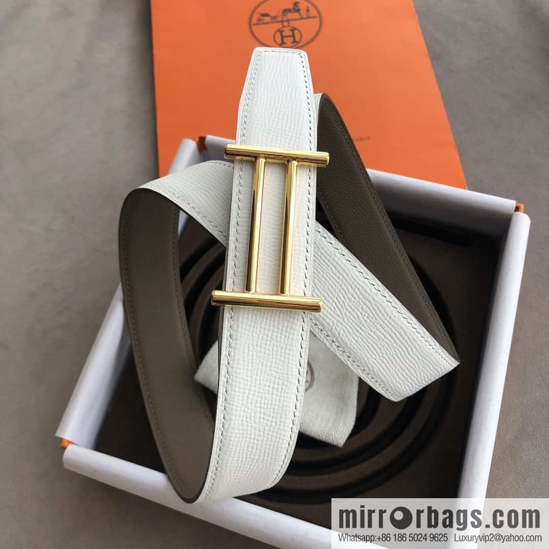 Hermes Hermes, the most ramped knight buckle, double-sided palm pattern original leather belt 32mm