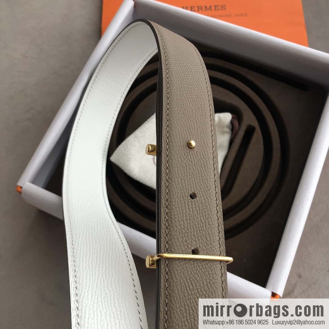 Hermes Hermes, the most ramped knight buckle, double-sided palm pattern original leather belt 32mm